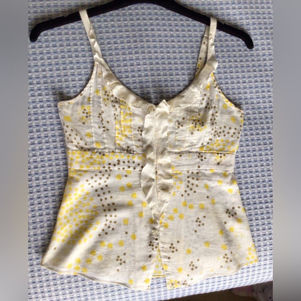 Free People Tank Top with ruffles linen blend